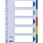 Plastikregister Blanko, A4, PP, 5 Blatt, farbig