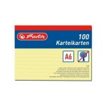 Karteikarte A6 liniert gelb 100er Pack