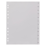 Monatsregister 21,5 x 29,7 cm (B x H) DIN A4 Jan.-Dez. Polypropylen grau 12 Registerblätter