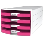 HAN Schubladenbox IMPULS 4 Schubladen DIN A4, DIN C4 Polystyrol Gehusefarbe: wei Farbe der Schubla