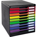 Exacompta Schubladenbox MODULO 10 Schubladen DIN A4+ Polystyrol Gehusefarbe: schwarz Farbe der Schu