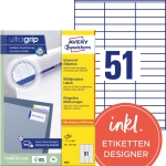 Avery Zweckform Universaletikett ultragrip 70 x 16,9 mm (B x H) nicht wieder ablsbar Papier wei 5.