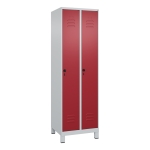C+P Kleiderspind Classic PLUS 600 x 1.950 x 500 mm (B x H x T) 2 Abteile Stahl Farbe der Front: rubi