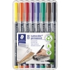 STAEDTLER Folienstift Lumocolor permanent 318 0,6mm farbig sortiert nicht dokumentenecht 8 St./Pac