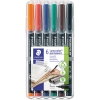 STAEDTLER Folienstift Lumocolor permanent 313 0,4mm farbig sortiert nicht dokumentenecht 6 St./Pac