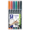 STAEDTLER Folienstift Lumocolor permanent 317 1mm farbig sortiert nicht dokumentenecht 6 St./Pack.